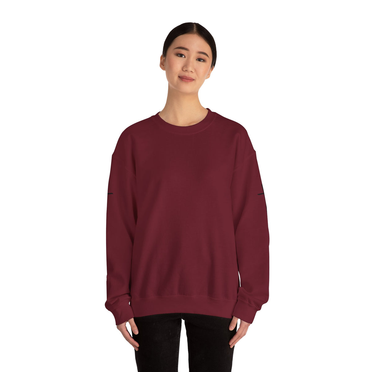 Crewneck Sweatshirt — Minimal Cross Sleeve Design