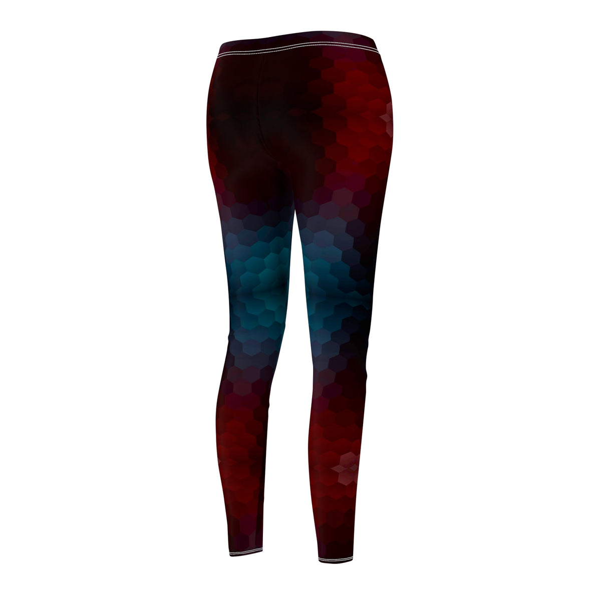 Women's Dark Red and Teal Abstract Leggings