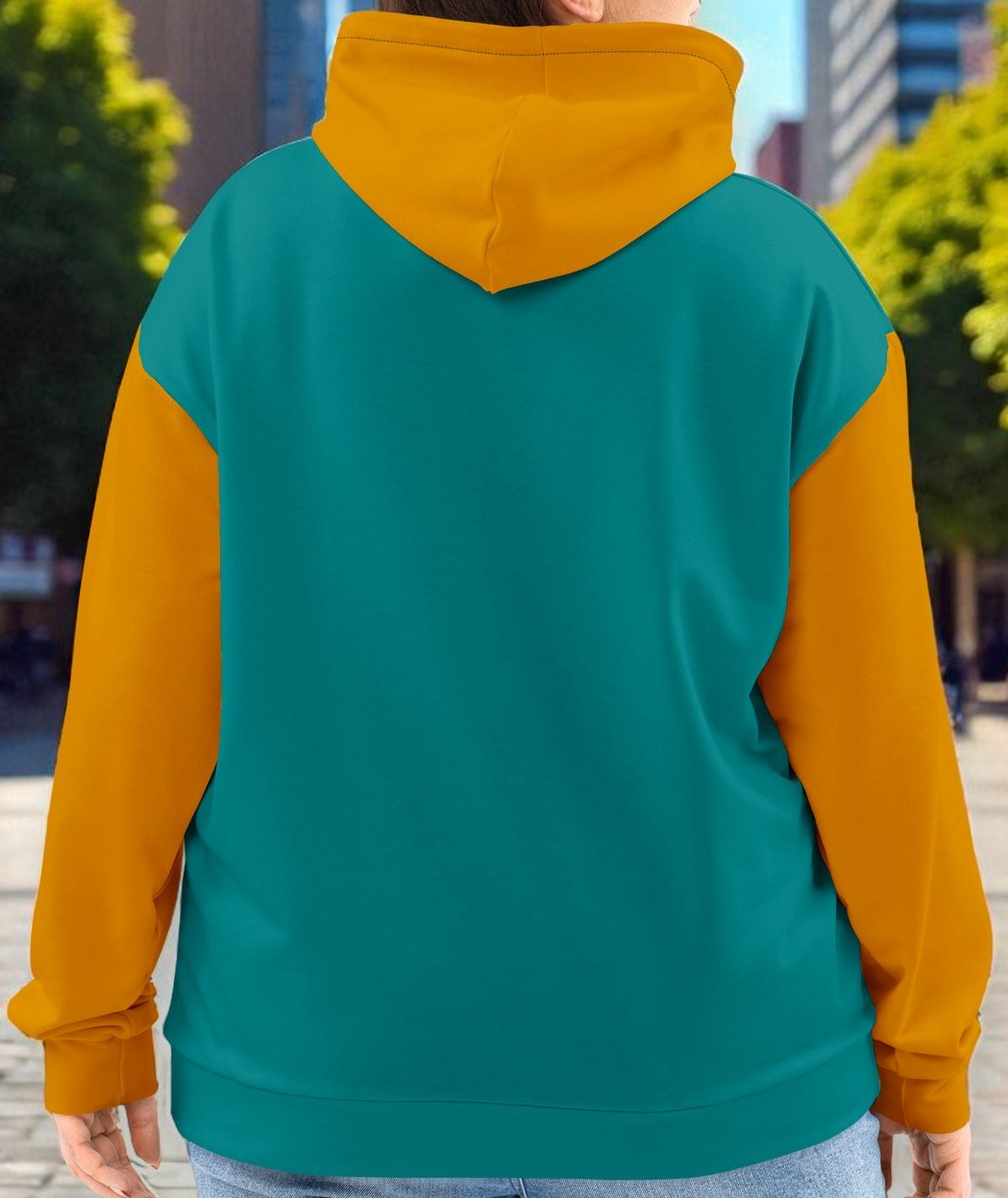 Gold And Teal Color Block Unisex Hoodie