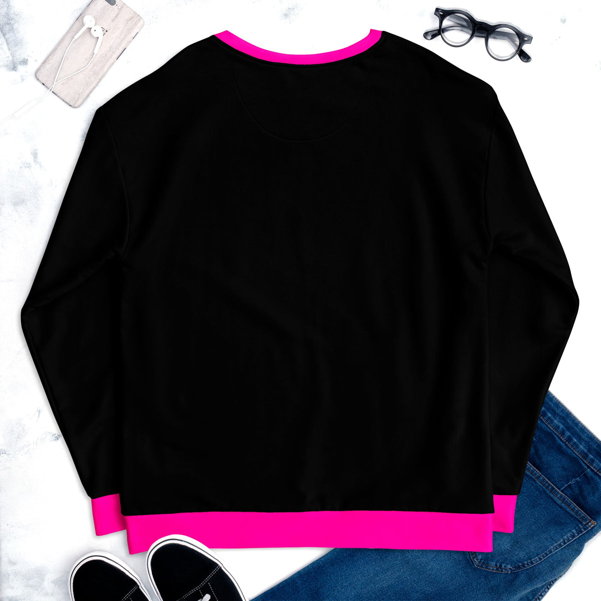 Pink And Black Color Block Sweatshirt
