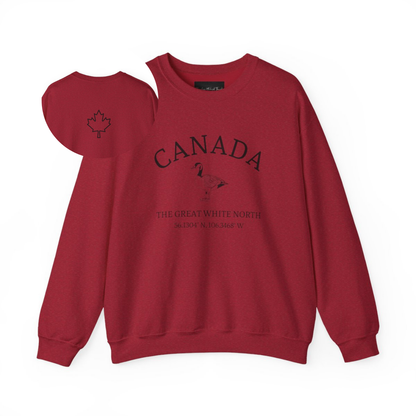 Canada The Great White North Goose & Maple Leaf Crewneck Sweatshirt