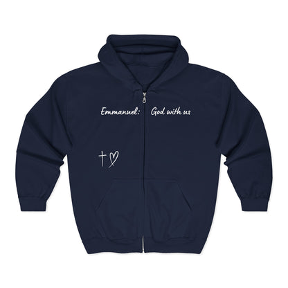 Emmanuel: God With Us Zip Hoodie — Christian Faith Full-Zip Sweatshirt