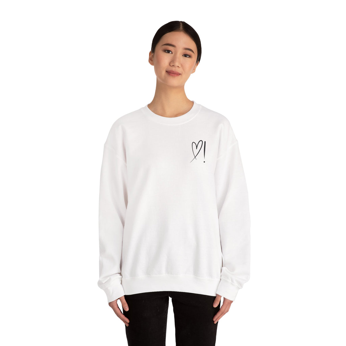 Heart Doodle Crewneck Sweatshirt – Minimal Pocket Heart Graphic