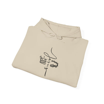 Minimal Crown Face Hoodie – Abstract Line Art Sweatshirt