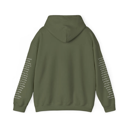 Love Like Jesus Hoodie — Christian Faith Pullover with Scripture Sleeve Text