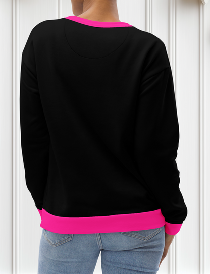 Pink And Black Color Block Sweatshirt