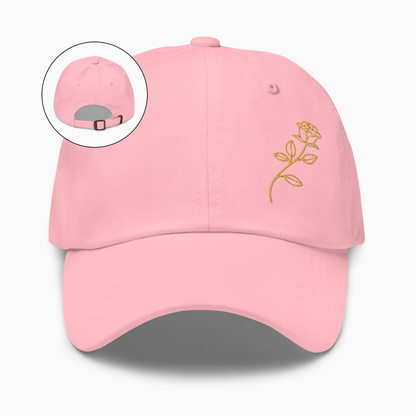 Embroidered Golden Rose Dad Hat