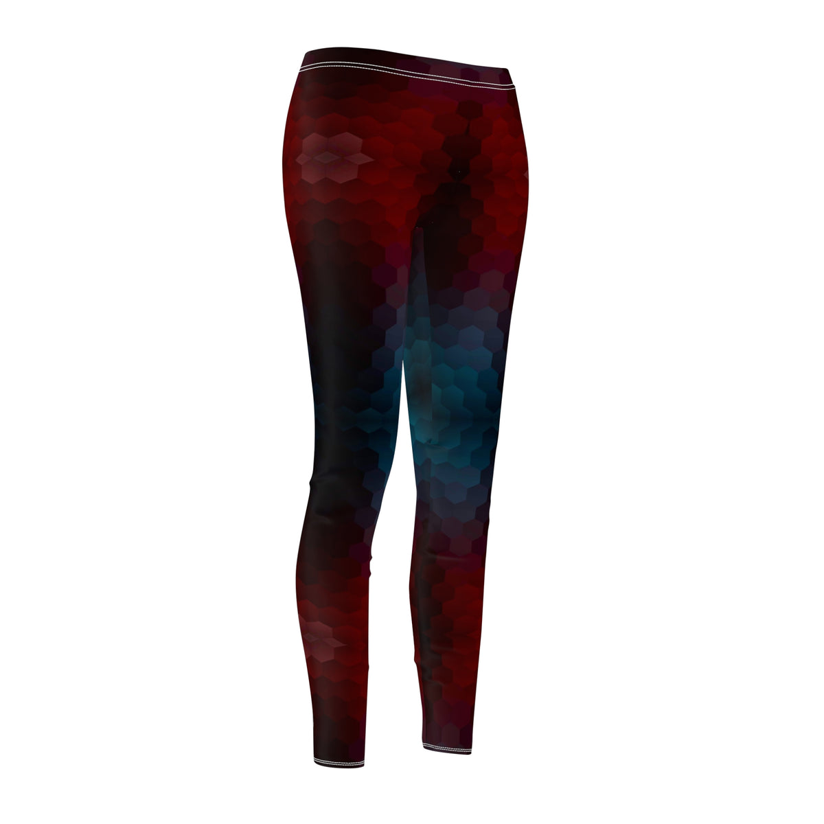Women's Dark Red and Teal Abstract Leggings