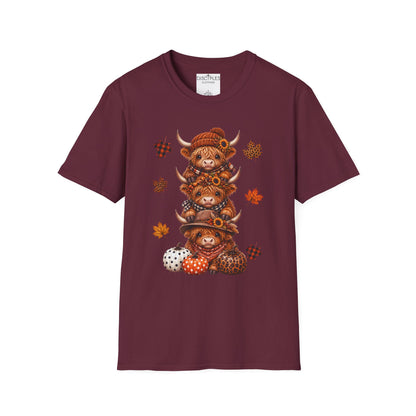Autumn Highland Cow Stack T-Shirt