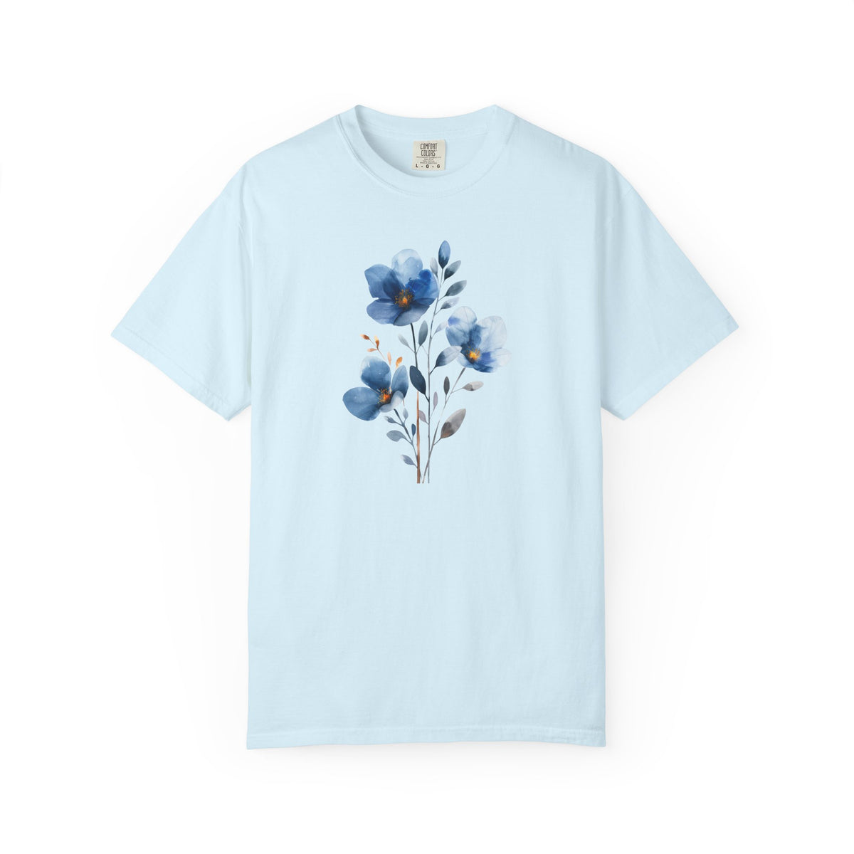 Floral Blue Watercolor Graphic T-Shirt