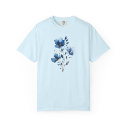 Floral Blue Watercolor Graphic T-Shirt
