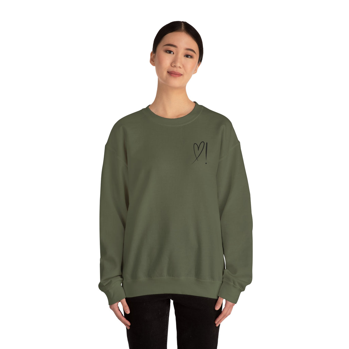 Heart Doodle Crewneck Sweatshirt – Minimal Pocket Heart Graphic