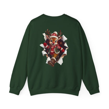 Christmas Reindeer Crewneck Sweatshirt — Cute Vintage Holiday Deer Design