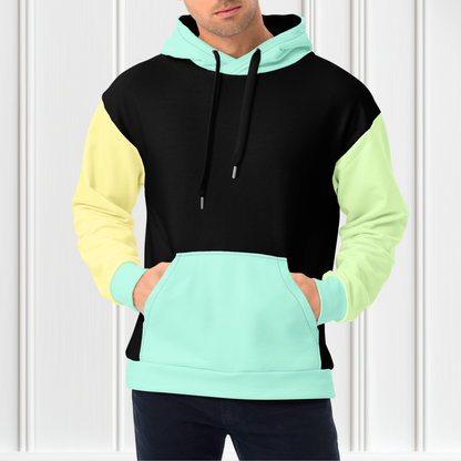 Black And Blue Color Block Hoodie