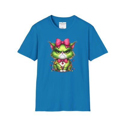 Grumpy Christmas Cat with Bow T-Shirt