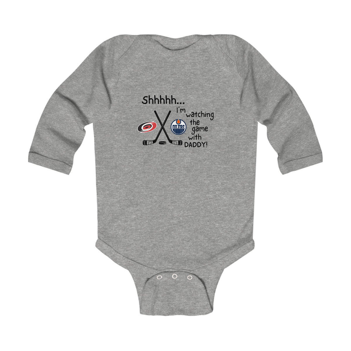 Customizable Shhh... I’m Watching the Game With DaddyHockey Infant Long Sleeve Onesie