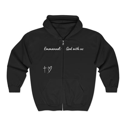 Emmanuel: God With Us Zip Hoodie — Christian Faith Full-Zip Sweatshirt