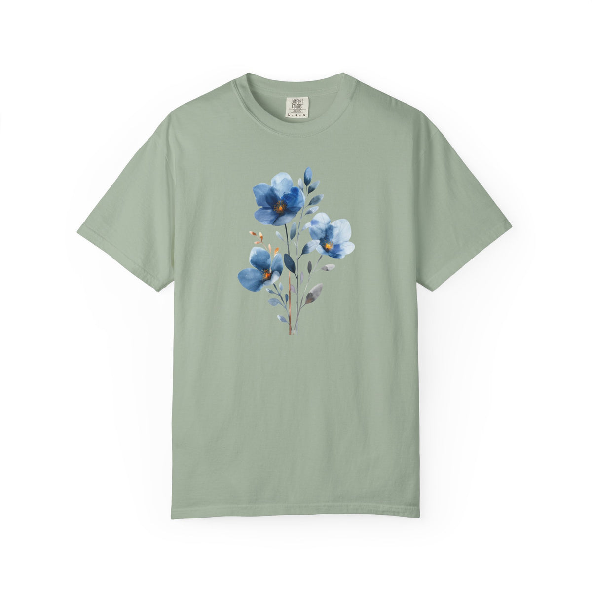 Floral Blue Watercolor Graphic T-Shirt