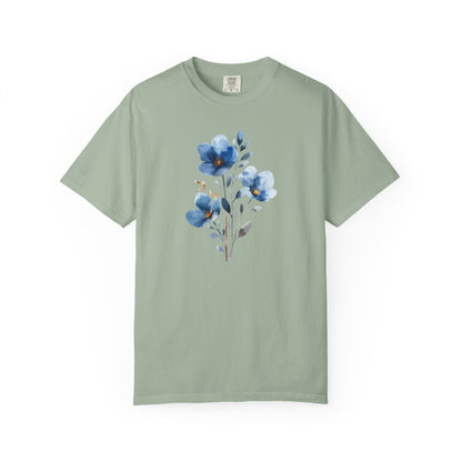 Floral Blue Watercolor Graphic T-Shirt