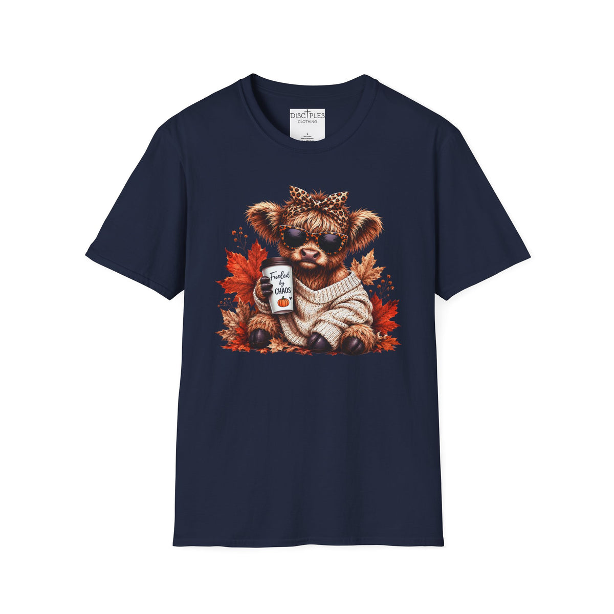 Fueled By Chaos Cow Cozy Autumn Graphic Tee