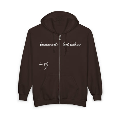 Emmanuel: God With Us Zip Hoodie — Christian Faith Full-Zip Sweatshirt