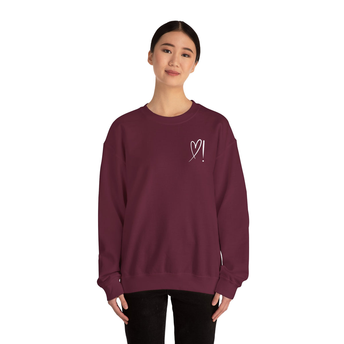 Heart Doodle Crewneck Sweatshirt – Minimal Pocket Heart Graphic