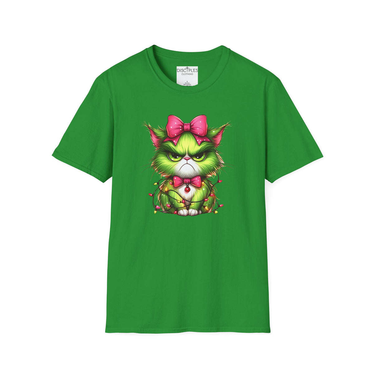 Grumpy Christmas Cat with Bow T-Shirt