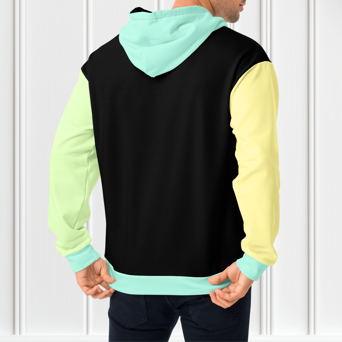 Black And Blue Color Block Hoodie