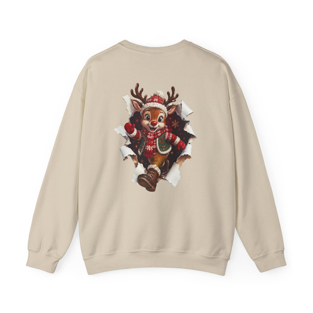 Christmas Reindeer Crewneck Sweatshirt — Cute Vintage Holiday Deer Design