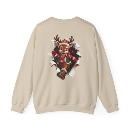 Christmas Reindeer Crewneck Sweatshirt — Cute Vintage Holiday Deer Design