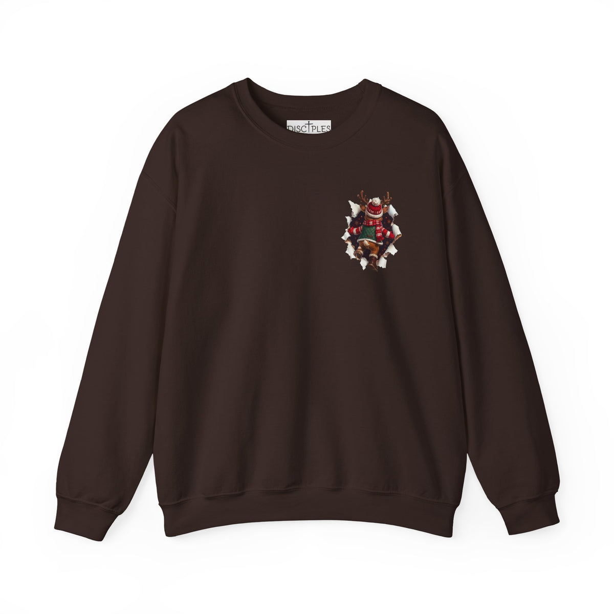 Christmas Reindeer Crewneck Sweatshirt — Cute Vintage Holiday Deer Design