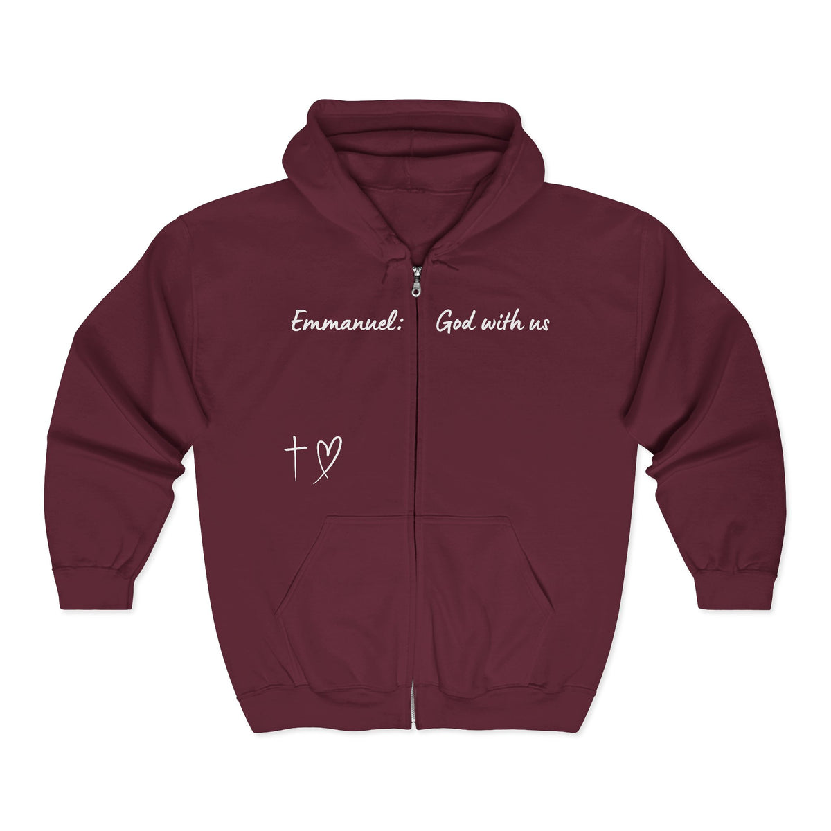 Emmanuel: God With Us Zip Hoodie — Christian Faith Full-Zip Sweatshirt