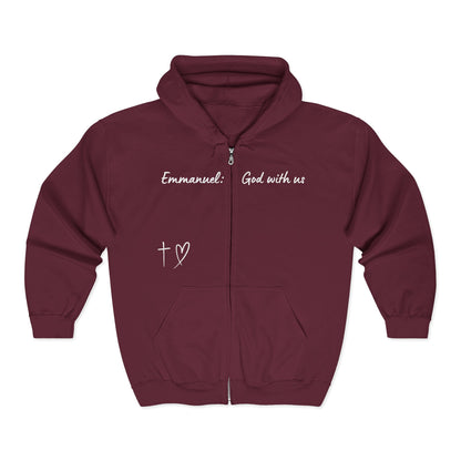 Emmanuel: God With Us Zip Hoodie — Christian Faith Full-Zip Sweatshirt