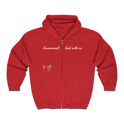 Emmanuel: God With Us Zip Hoodie — Christian Faith Full-Zip Sweatshirt