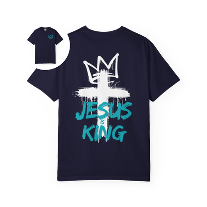 Jesus Is King T-Shirt Crown & Cross Faith Graphic T-Shirt