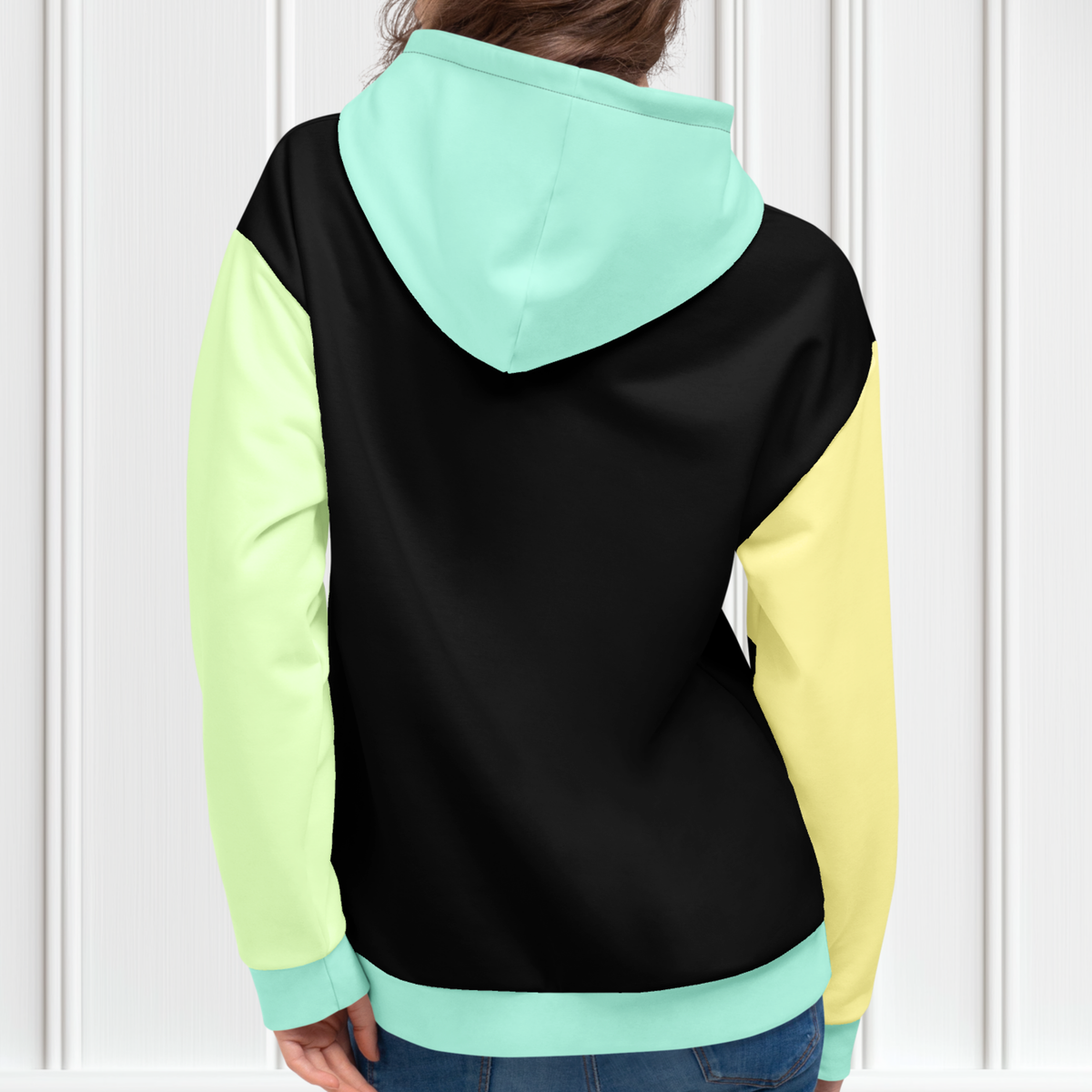 Black And Blue Color Block Hoodie