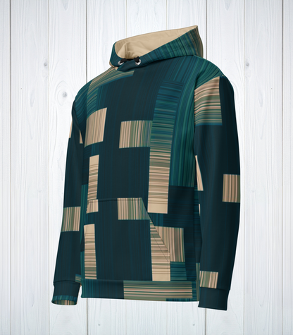 Teal And Beige Block Hoodie