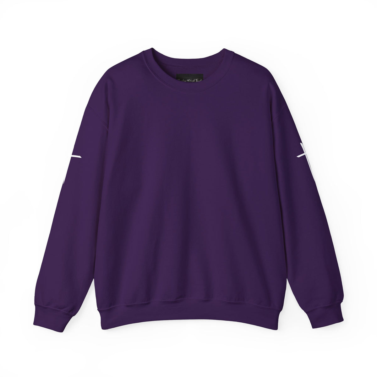Crewneck Sweatshirt — Minimal Cross Sleeve Design
