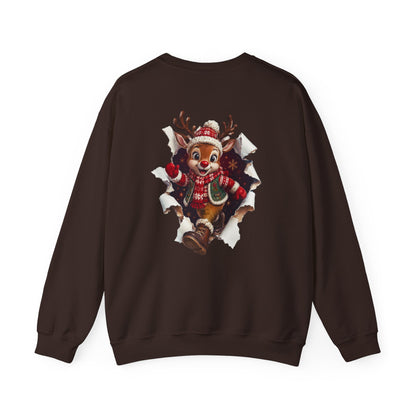 Christmas Reindeer Crewneck Sweatshirt — Cute Vintage Holiday Deer Design