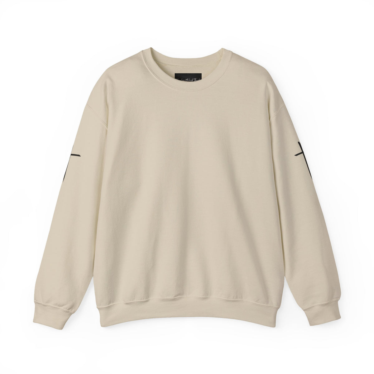 Crewneck Sweatshirt — Minimal Cross Sleeve Design
