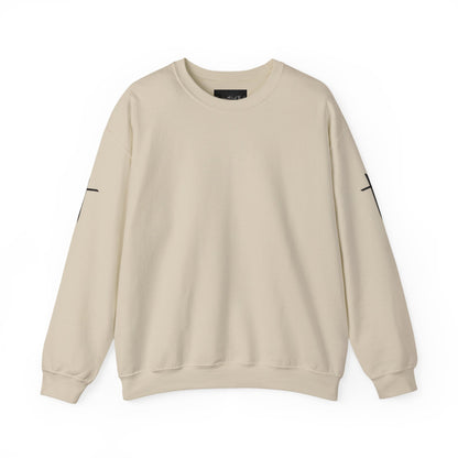 Crewneck Sweatshirt — Minimal Cross Sleeve Design