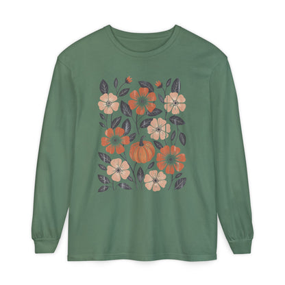 Botanical Floral Pumpkin Long Sleeve T-Shirt