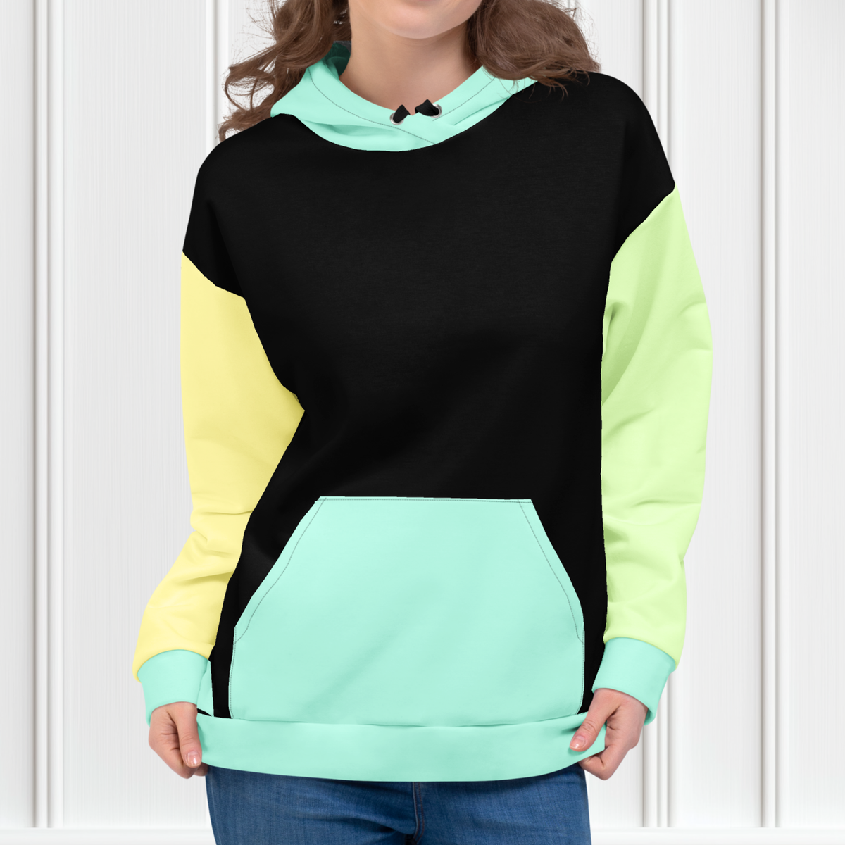 Black And Blue Color Block Hoodie