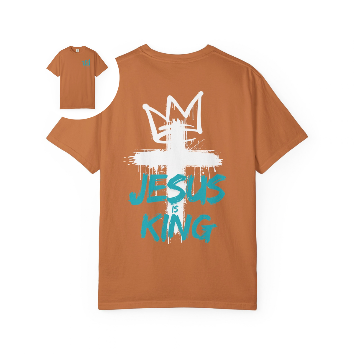 Jesus Is King T-Shirt Crown & Cross Faith Graphic T-Shirt