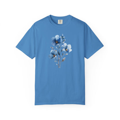 Floral Blue Watercolor Graphic T-Shirt