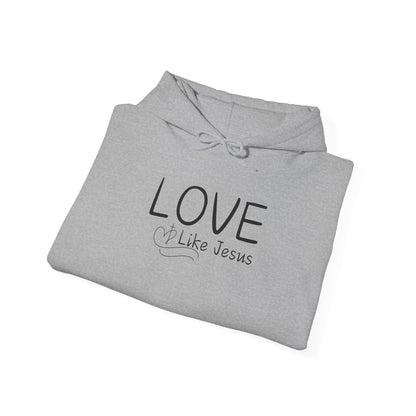 Love Like Jesus Hoodie — Christian Faith Pullover with Scripture Sleeve Text