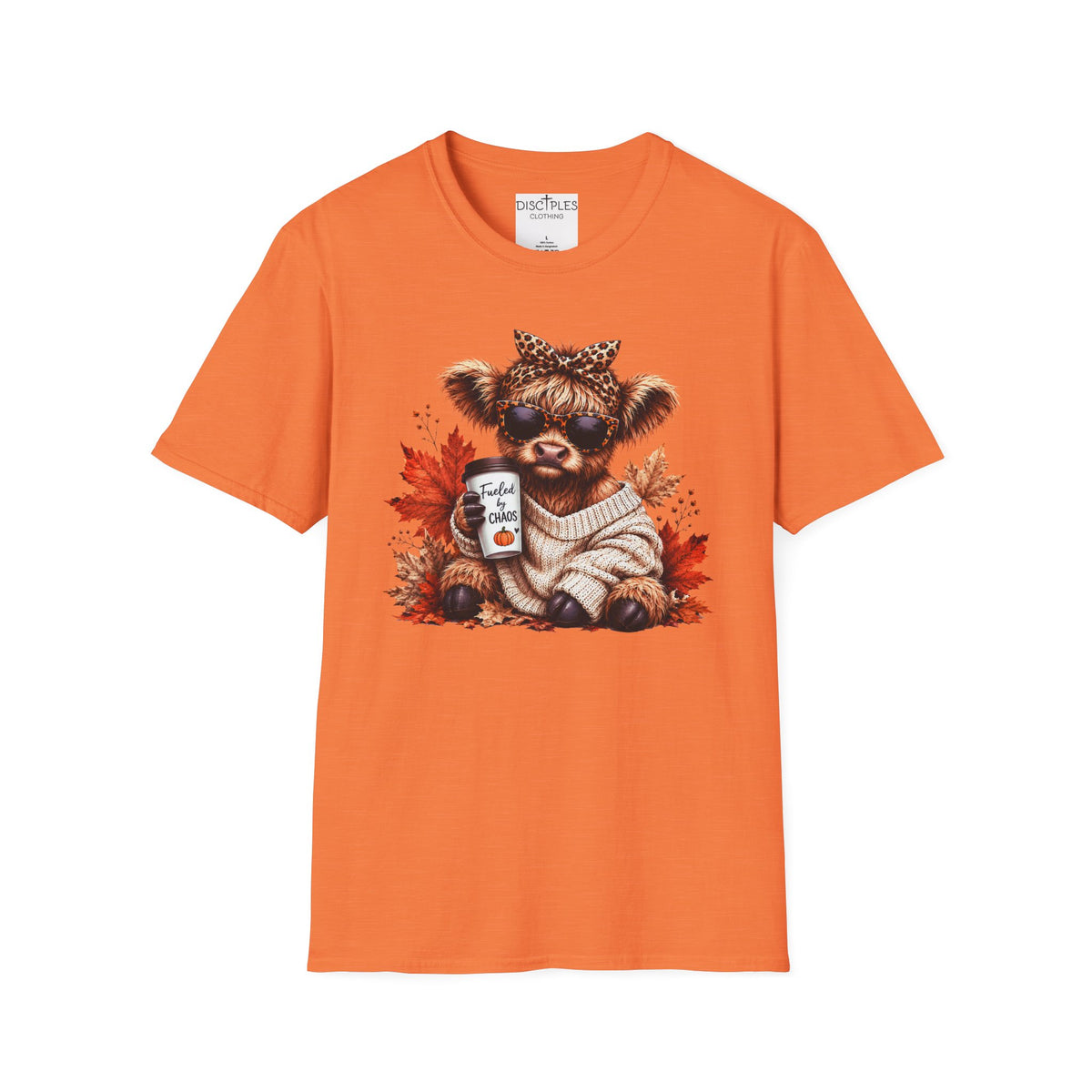 Fueled By Chaos Cow Cozy Autumn Graphic Tee