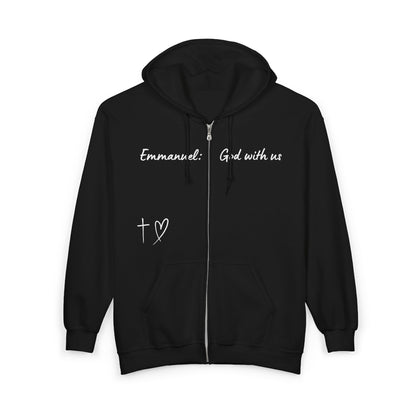 Emmanuel: God With Us Zip Hoodie — Christian Faith Full-Zip Sweatshirt