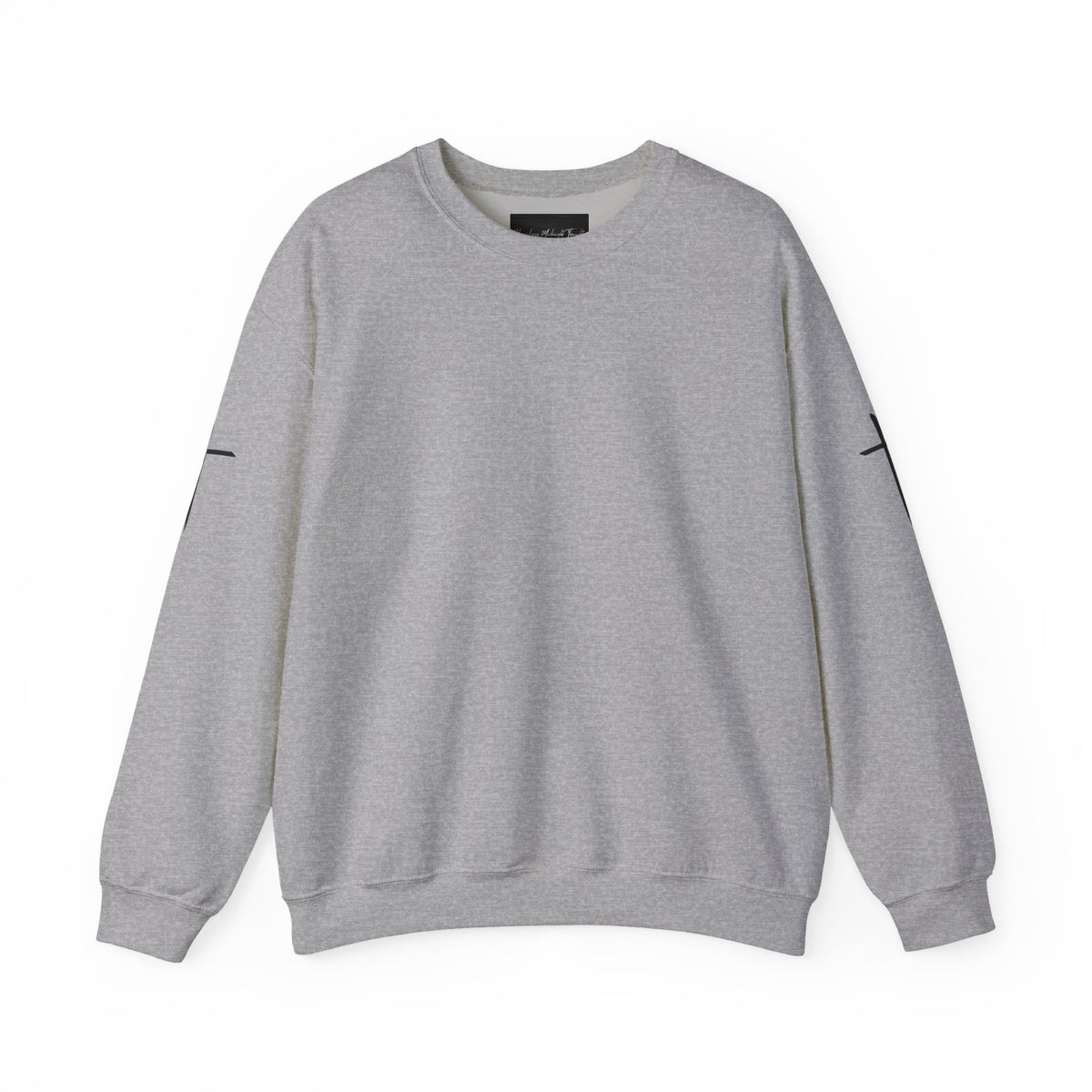 Crewneck Sweatshirt — Minimal Cross Sleeve Design