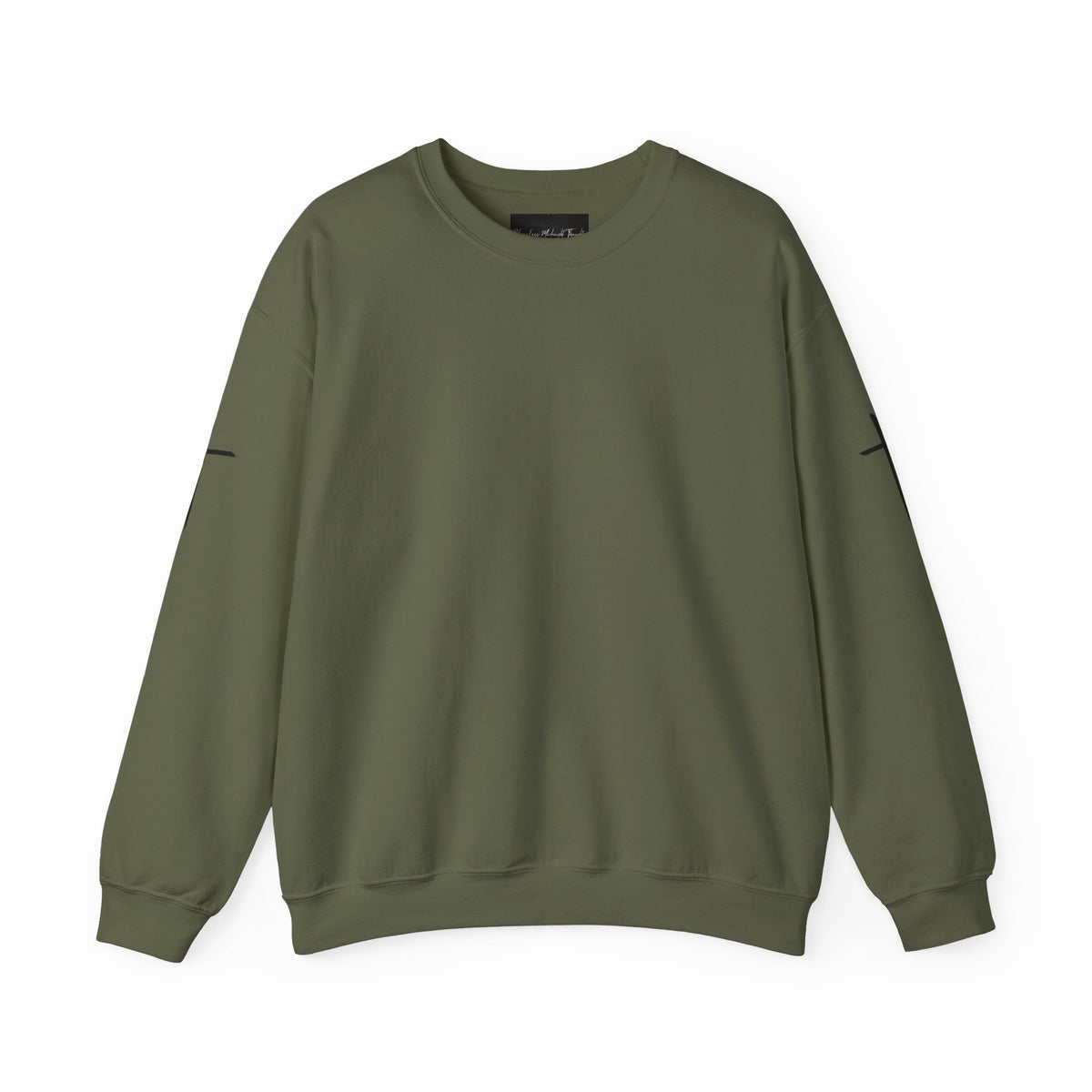 Crewneck Sweatshirt — Minimal Cross Sleeve Design